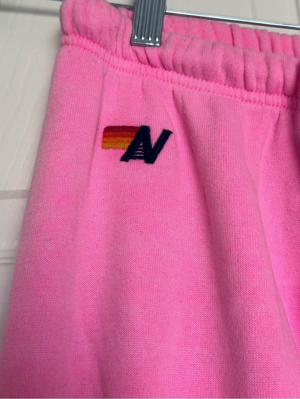 Aviator Nation Pink Track Pants with Yellow & Red Side Stripes - Picture 4 of 4